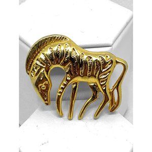 Gold Tone Zebra Brooch Vintage